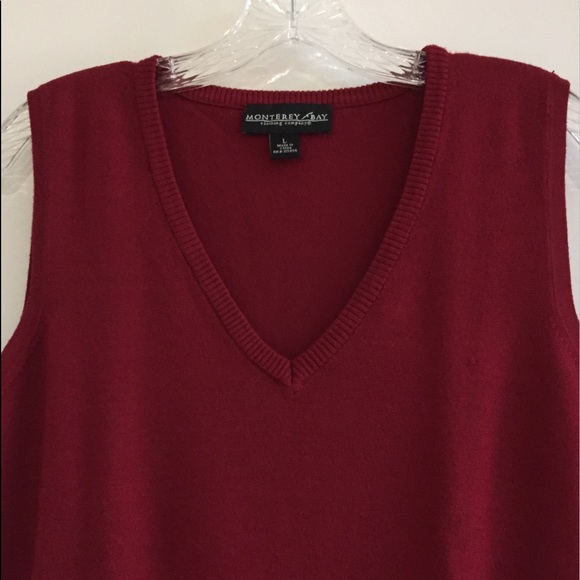 Monterey Bay Women’s Burgundy Classic V-Neck Vest  L - Picture 5 of 14